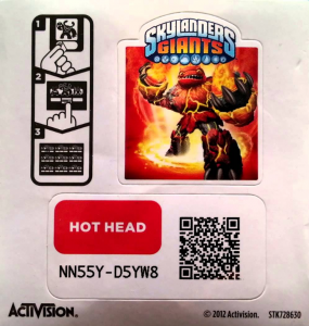 Skylanders Code Sticker