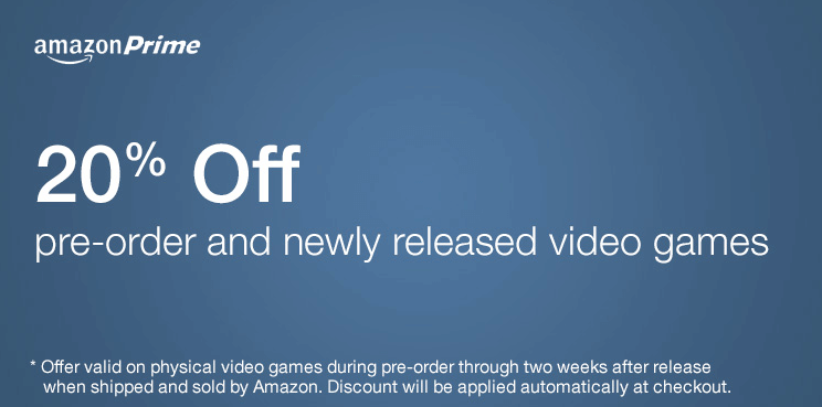 Amazon Prime 20% Off Video Games
